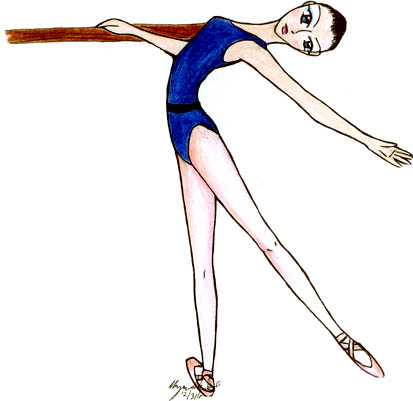 Ballerina at the barre-coloured