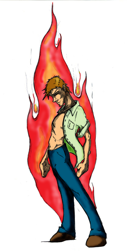 Man on fire (color)