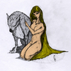 Lady and Wolf (in color)