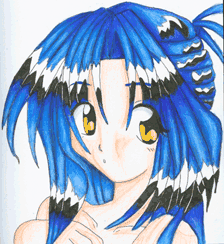 blu haired girl
