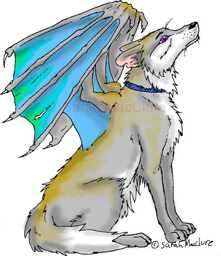 a wolf with wings