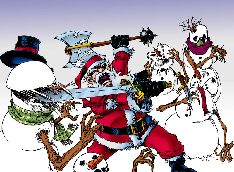 Savage Sword Fencing Santa vs. Poor Snowmen