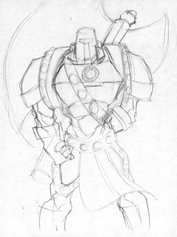Really bad sketch of a wierd lookin knight