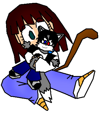 Chibi hugging Raven doll