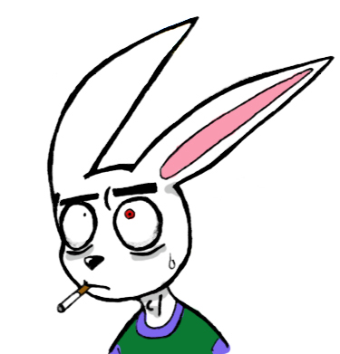 a rabbit smoking a cig....