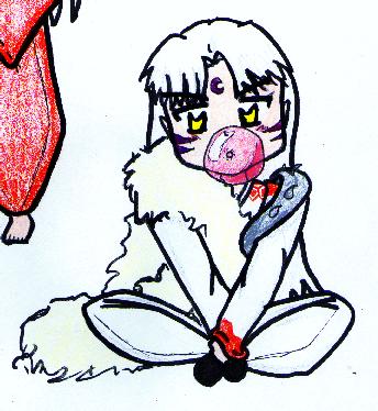 Sesshoumaru chewing bubblegum