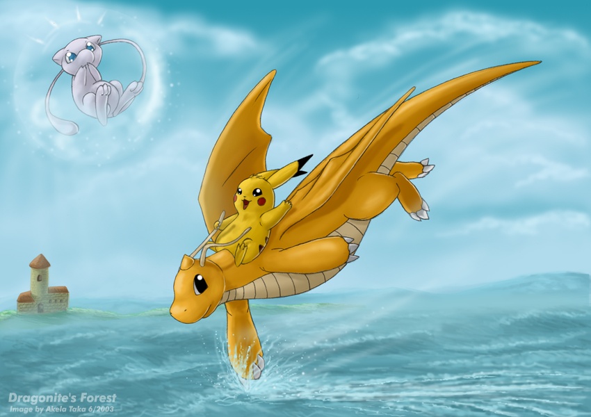 Pikachu riding the Dragonite