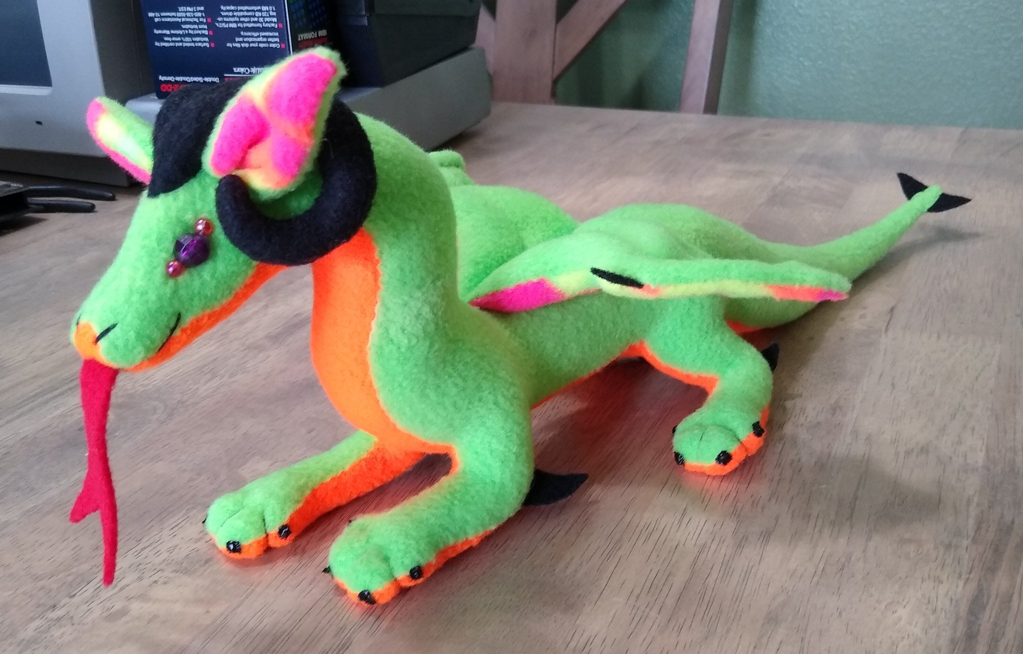 Green and Orange Ram Dragon Plushie