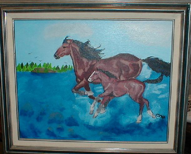 Horses Running on water