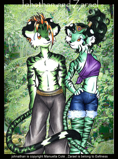 Green Tigers in a green forest