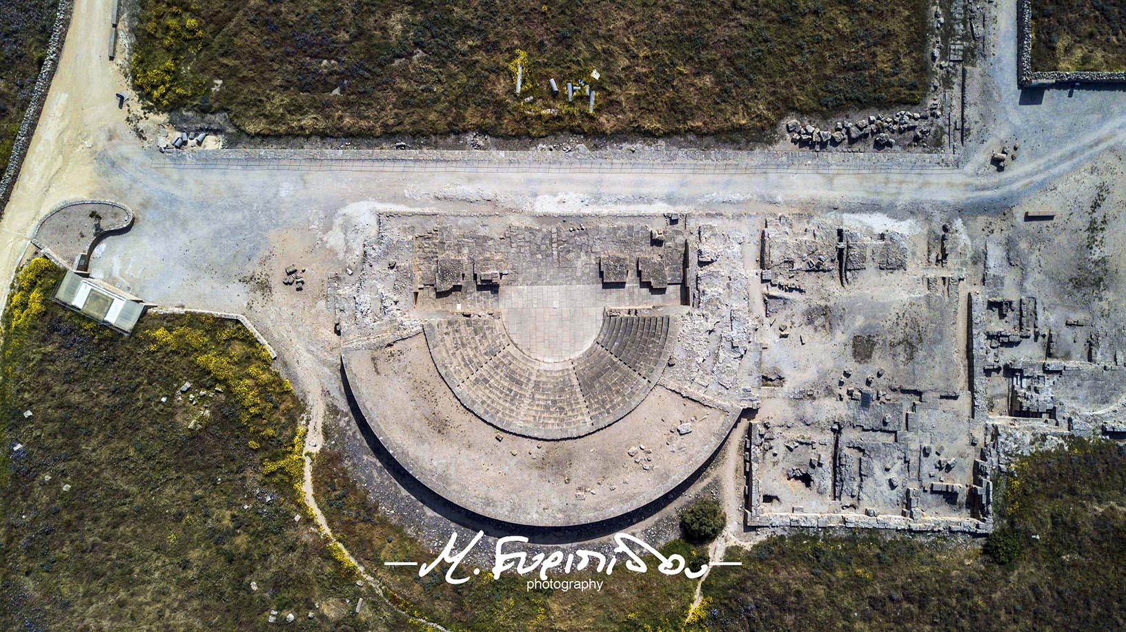 Cyprus ancient Odeon at Paphos drone shot