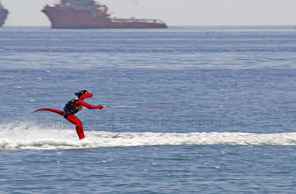 dragon isle project-red dragon water skiing
