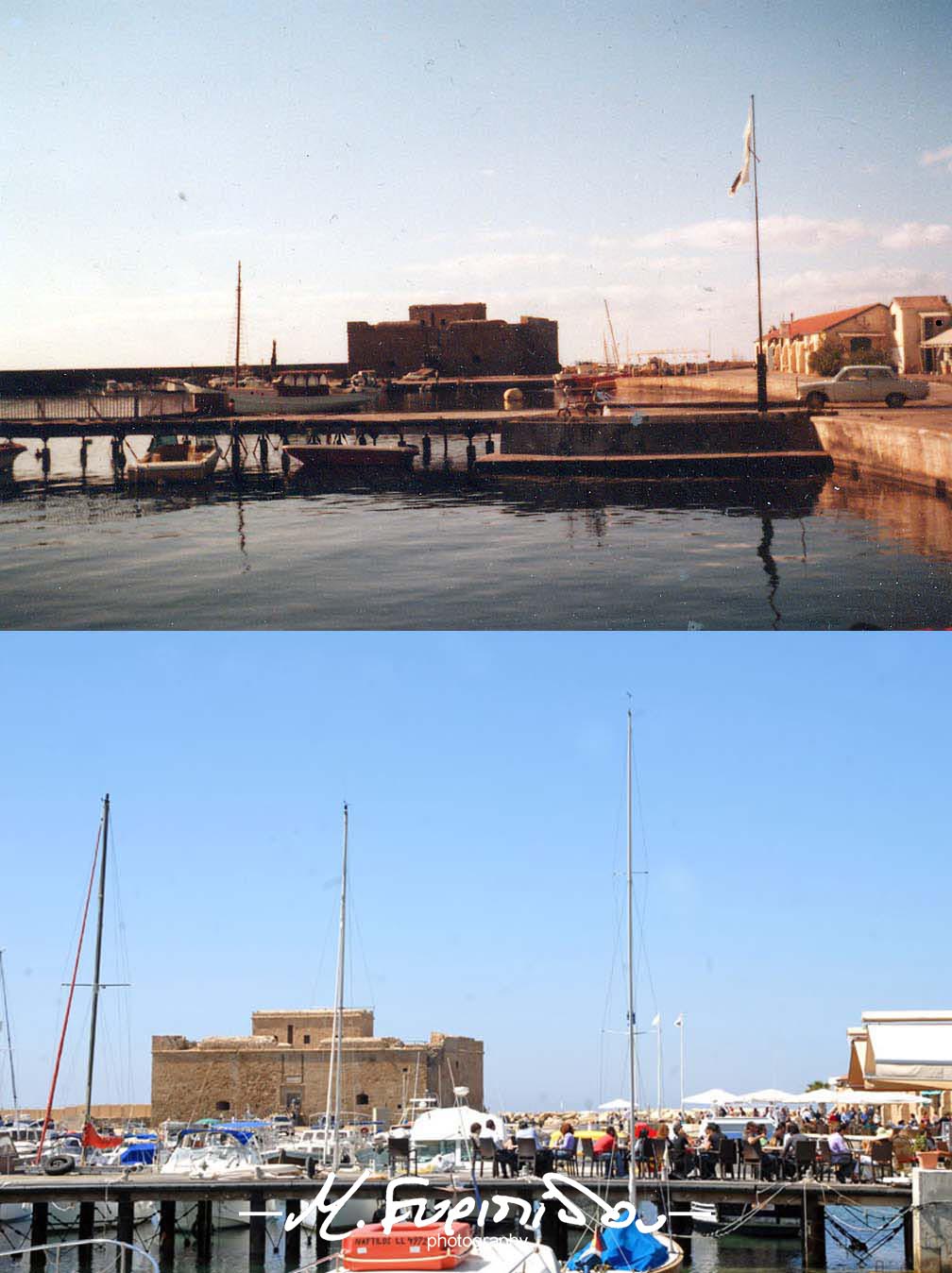 Cyprus paphos harbour and castle 1970s-2020s