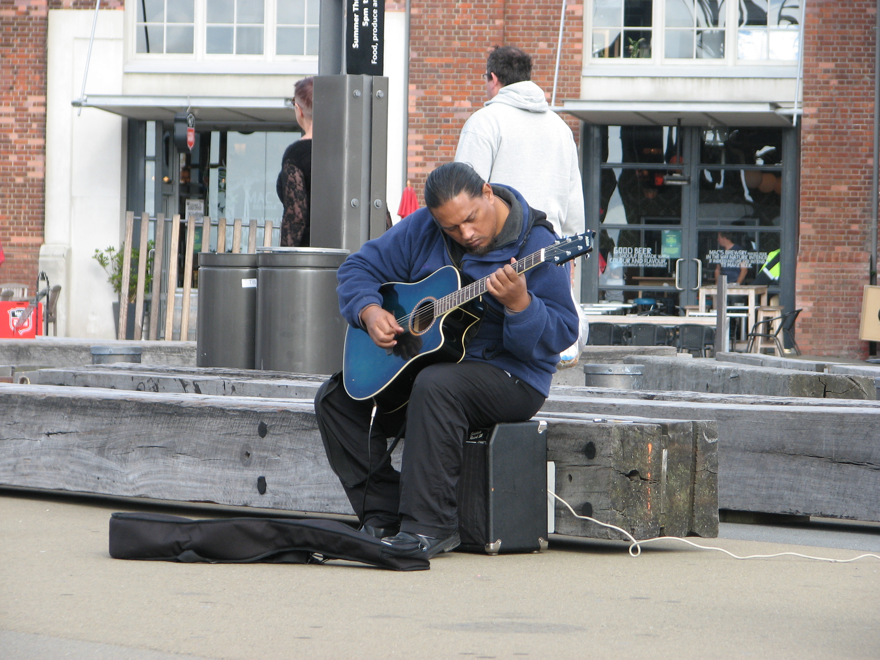 Busker plugged in