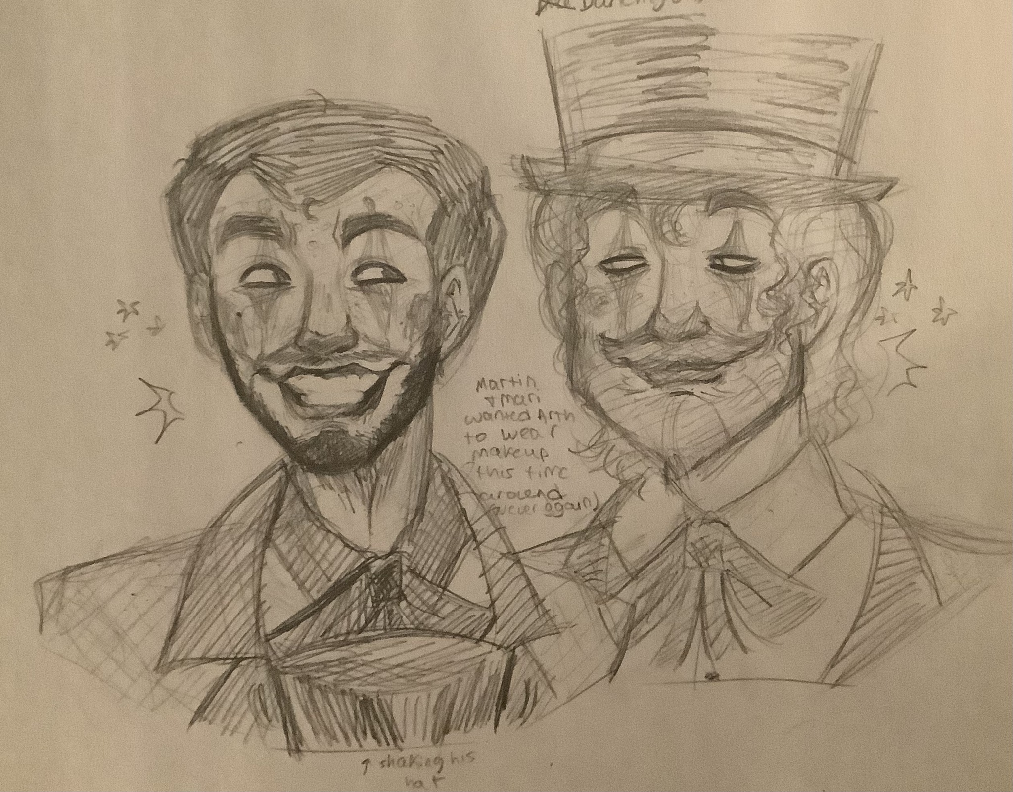 Arthur GreyWhinder wears clown makeup (Harmony and Horror)