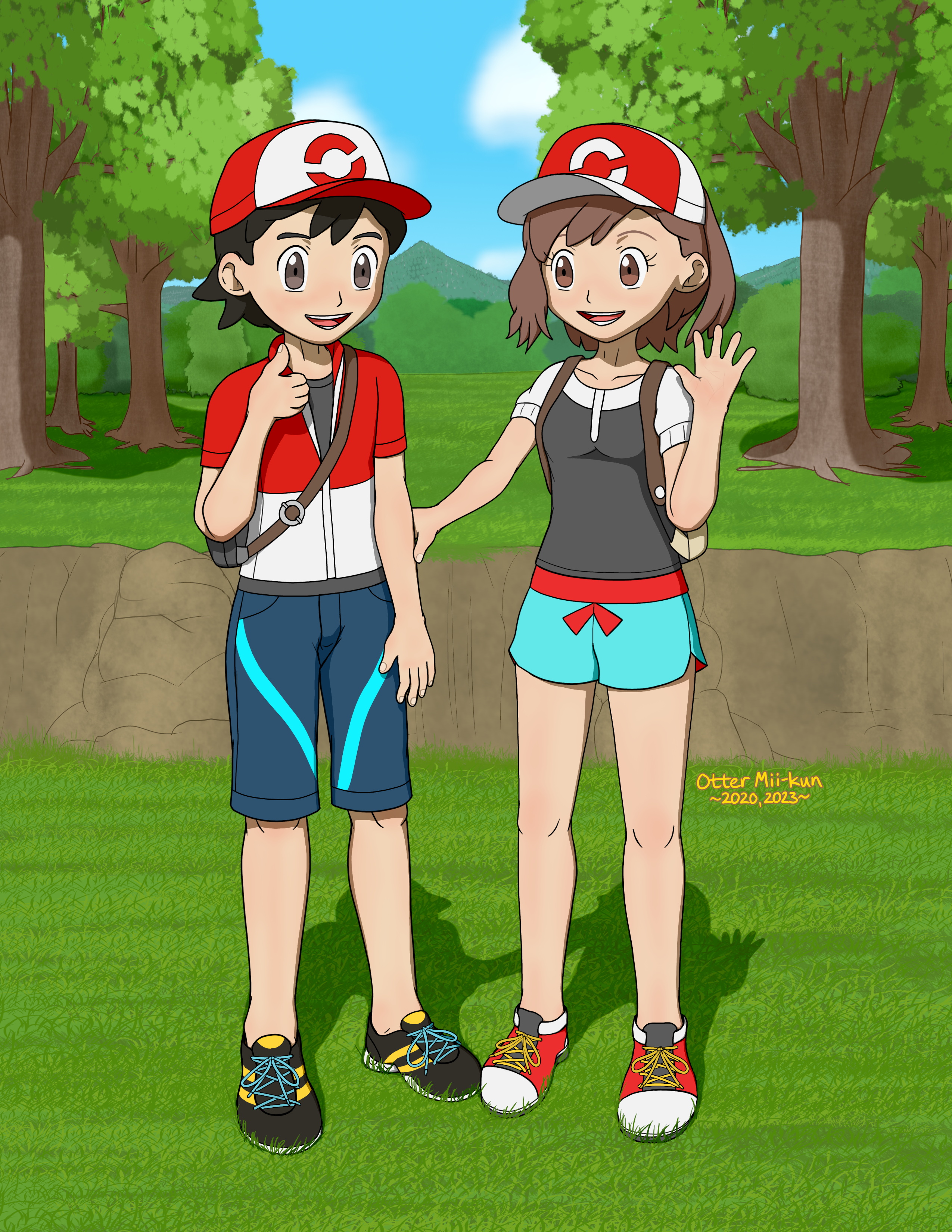 Chase and Elaine (Pokémon Let's Go Pikachu/Eevee)