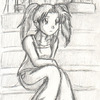 Girl sitting on stairs