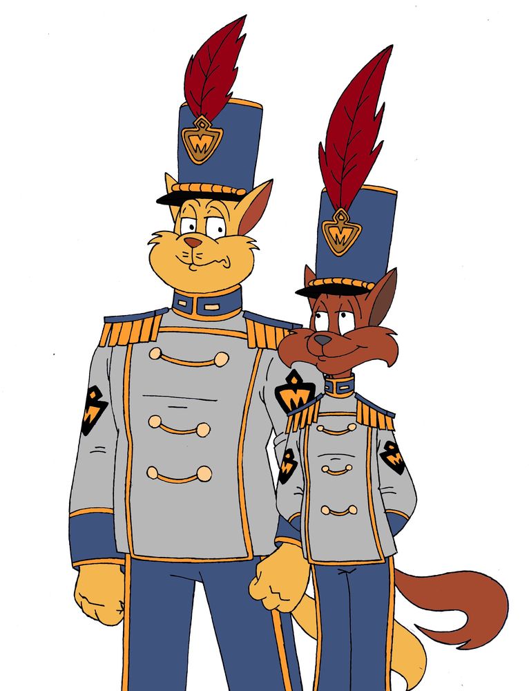 Chance and Jake in Enforcer Marching Band Uniforms