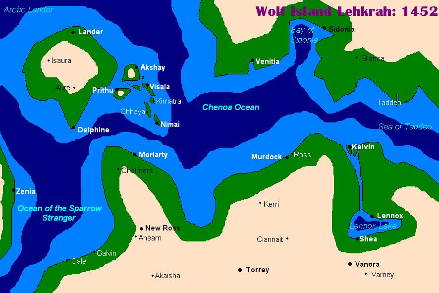 Map of Wolf Island Lehkrah: 1492