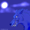 A Blue Wolf Against the Moon